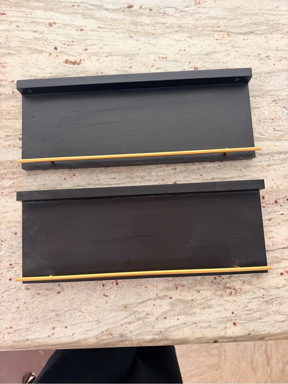 West elm minimalist black gold mini shelves set of two